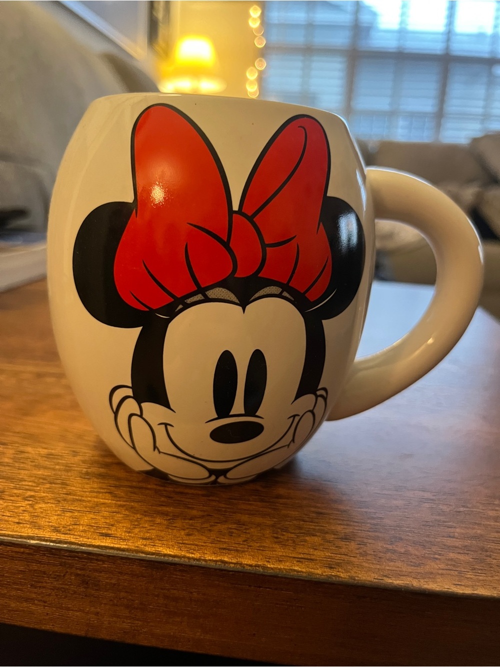 Disney Minnie Mouse White Ceramic Mug with Red Bow Accent